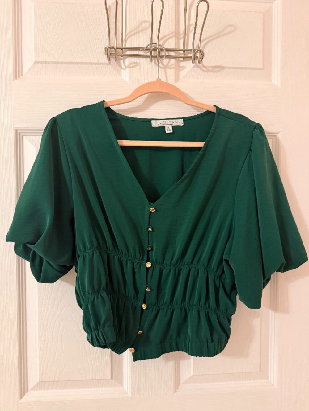 Ruched Puff Sleeve Festive Top